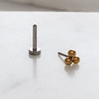 Load image into Gallery viewer, Tiny 3 bead titanium push in flat back stud shown 14K Gold Plate on white background by Studio Blue on Etsy