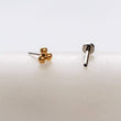 Load image into Gallery viewer, Tiny 3 bead titanium push in flat back stud shown 14K Gold Plate on white background by Studio Blue on Etsy
