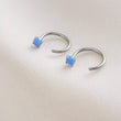 Load image into Gallery viewer, Delicate Opal Hug Hoops • Prong Set • 20g• Thin Opal Hoops • Open Skinny Hoop • Modern Hoop Earrings • Tiny Hug Hoops • Delicate Earrings