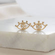 Load image into Gallery viewer, 14k Gold & Genuine Diamond Evil Eye Studs.