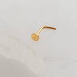 Load image into Gallery viewer, Little Dot Nose Stud • L Bend Nose Stud • 20 Gauge Nose Jewelry • 14k Yellow Gold Plated • Minimalist Style • Flat Disc • Circle