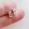 Load image into Gallery viewer, Crystal Baguette Studs • Elegant & Classic Earrings • Silver Studs • Modern Style • Minimalist Fashion • Clear Crystal Stud Earrings