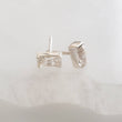 Load image into Gallery viewer, Crystal Baguette Studs • Elegant & Classic Earrings • Silver Studs • Modern Style • Minimalist Fashion • Clear Crystal Stud Earrings
