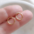 Load image into Gallery viewer, Modern Circle Studs • Petite Gold Studs • Open Circle Earring Posts • Simple Minimal Earrings • Silver Circles • Dainty Style