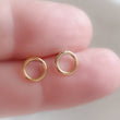 Load image into Gallery viewer, Modern Circle Studs • Petite Gold Studs • Open Circle Earring Posts • Simple Minimal Earrings • Silver Circles • Dainty Style