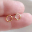 Load image into Gallery viewer, Dainty Modern Circle Studs • Petite Gold Studs • Circle Earring Posts • Simple Minimal Earrings • Silver Circles • Great Gift