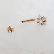 Load image into Gallery viewer, Sparkle Belly Button Naval Ring • Star Shaped • Round CZ • Double Jeweled • 14 Gauge • 14k Gold Plate • 316L Surgical Steel