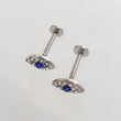 Load image into Gallery viewer, Evil Eye Flat Back Studs • Screw In Ball Back OR Flat Back Earrings • Body Jewelry • 316L Surgical Steel • Crystal Gems • Comfort Stud • 18G