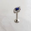 Load image into Gallery viewer, Evil Eye Flat Back Studs • Screw In Ball Back OR Flat Back Earrings • Body Jewelry • 316L Surgical Steel • Crystal Gems • Comfort Stud • 18G
