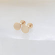 Load image into Gallery viewer, Pair of 4mm disc, 14K Gold push in style flat back earring studs. Comfort fit, nap style earrings by Studio Blue on Etsy