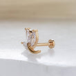 Load image into Gallery viewer, 3 leaf vine stud in diamond cz, 14k gold plated surgical steel on white background by Studio Blue on Etsy