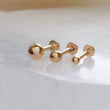 Load image into Gallery viewer, 14k Flat Back Ball Studs • Comfort Studs • Sleep In Earrings • Push In Flat Back • Ear Stack • Multiple Piercings • 18g • Fine Body Jewelry