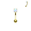 Load image into Gallery viewer, Opal Belly Ring • Prong Set Lab Opal • Non Dangle Belly Stud • Navel Piercing • 16 Gauge • Petite Belly Ring • Surgical Steel • Eyebrow Ring