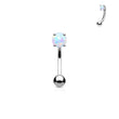 Load image into Gallery viewer, Opal Belly Ring • Prong Set Lab Opal • Non Dangle Belly Stud • Navel Piercing • 16 Gauge • Petite Belly Ring • Surgical Steel • Eyebrow Ring