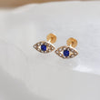 Load image into Gallery viewer, Evil Eye Flat Back Studs • Screw In Ball Back OR Flat Back Earrings • Body Jewelry • 316L Surgical Steel • Crystal Gems • Comfort Stud • 18G