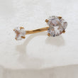 Load image into Gallery viewer, Sparkle Belly Button Naval Ring • Heart Shaped CZ • Double Jeweled • 14 Gauge • 14k Gold Plate • 316L Surgical Steel
