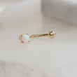 Load image into Gallery viewer, Opal Belly Ring • Prong Set Lab Opal • Non Dangle Belly Stud • Navel Piercing • 16 Gauge • Petite Belly Ring • Surgical Steel • Eyebrow Ring