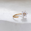 Load image into Gallery viewer, SPARKLE Flower Hug Hoops • Thin CZ Cluster Hoops • Open Skinny Hoop • Modern Hoop Earrings • Tiny Hug Hoops • Dainty Earrings • 20g