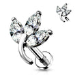 Load image into Gallery viewer, 3 leaf vine stud in diamond cz, 316l surgical steel on white background by Studio Blue on Etsy