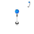 Load image into Gallery viewer, Opal Belly Ring • Prong Set Lab Opal • Non Dangle Belly Stud • Navel Piercing • 16 Gauge • Petite Belly Ring • Surgical Steel • Eyebrow Ring