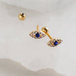 Load image into Gallery viewer, Evil Eye Flat Back Studs • Screw In Ball Back OR Flat Back Earrings • Body Jewelry • 316L Surgical Steel • Crystal Gems • Comfort Stud • 18G