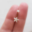 Load image into Gallery viewer, Sparkle Belly Button Naval Ring • Star Shaped • Round CZ • Double Jeweled • 14 Gauge • 14k Gold Plate • 316L Surgical Steel