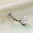 Load image into Gallery viewer, Sparkle Heart Eyebrow Ring • Petite Belly Ring • 316L Surgical Steel • Belly Button Piercing • Eyebrow Piercing • Curved Barbell • Screw