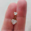 Load image into Gallery viewer, Sparkle Belly Button Naval Ring • Heart Shaped CZ • Double Jeweled • 14 Gauge • 14k Gold Plate • 316L Surgical Steel