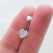 Load image into Gallery viewer, Sparkle Belly Button Naval Ring • Heart Shaped CZ • Double Jeweled • 14 Gauge • 14k Gold Plate • 316L Surgical Steel