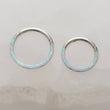 Load image into Gallery viewer, Fire Opal Front Facing Hinged Hoop • Seamless Hoop • White Opal • Blue Opal • Septum Ring • Body Jewelry • 16G • Clicker Hoop • Lip Ring