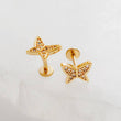Load image into Gallery viewer, Pavé Butterfly Flat Back Studs • Diamond CZ Studs • Cartilage • Tragus • Comfort Studs • Internally Threaded • 16 Gauge • Cubic Zirconia