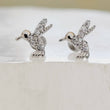 Load image into Gallery viewer, Cute Little Hummingbird Flat Back Studs • Sparkle Diamond CZ Body Jewelry • Internally Threaded • 16 Gauge • Comfort Studs • Sleep In
