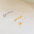 Load image into Gallery viewer, Dainty Butterfly Eyebrow Ring. 16 gauge, 8mm long, 316L surgical Steel curved barbell set with Cubic Zirconia by Studio Blue on Etsy