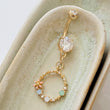 Load image into Gallery viewer, Flower Belly Ring • Floral Circle Dangle • Pastel Flowers • 14 Gauge • Body Jewelry • Floral Belly Ring • Navel Ring • Belly Button Piercing