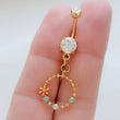 Load image into Gallery viewer, Flower Belly Ring • Floral Circle Dangle • Pastel Flowers • 14 Gauge • Body Jewelry • Floral Belly Ring • Navel Ring • Belly Button Piercing