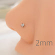 Load image into Gallery viewer, CZ Titanium L Bend Nose Stud • 18g or 20g • Implant Grade • 2mm and 3mm Prong Set Diamond CZ • Delicate Nose Stud • Dainty Stud •