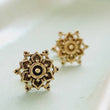 Load image into Gallery viewer, Golden Mandala Studs • Flower of Life • Bronze Earrings • Bohemian • Spiritual • Meditation • Delicate • Sacred Geometry • Zen Yoga Gift