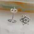 Load image into Gallery viewer, Silver Mandala Studs • Flower of Life • Sterling Earrings • Bohemian • Spiritual • Meditation • Delicate • Sacred Geometry • Zen Yoga Gift