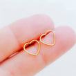 Load image into Gallery viewer, Delicate Gold Heart Studs • Wire Heart Studs • Heart Shaped Earrings • Delicate Heart Studs • Dainty Golden Hearts • Simple Wire Hearts