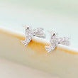 Load image into Gallery viewer, Cute Little Hummingbird Flat Back Studs • Sparkle Diamond CZ Body Jewelry • Internally Threaded • 16 Gauge • Comfort Studs • Sleep In