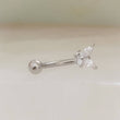 Load image into Gallery viewer, Dainty Butterfly Eyebrow Ring. 16 gauge, 8mm long, 316L surgical Steel curved barbell set with Cubic Zirconia by Studio Blue on Etsy