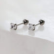 Load image into Gallery viewer, Titanium and Diamond CZ Ball Back Studs • 18 Gauge • Body Jewelry • Screw Back • Comfort Studs • Sleep In Studs • Cartilage • Cubic Zirconia