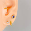 Load image into Gallery viewer, Evil Eye Flat Back Studs • Screw In Ball Back OR Flat Back Earrings • Body Jewelry • 316L Surgical Steel • Crystal Gems • Comfort Stud • 18G