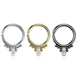 Load image into Gallery viewer, Bendable Septum Ring with Sparkling CZ Accent • Cubic Zirconia • 18 Gauge Surgical Steel • Boho Style • Gold Daith Hoop • Tragus or Rook