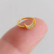 Load image into Gallery viewer, Tiny Crescent Moon Nose Ring • Pavé Diamond CZ • 20 Gauge Bendable Hoop • Rook • Tragus • Daith • Helix • Body Jewelry • Dainty Nose Hoop