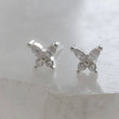 Load image into Gallery viewer, Tiny Butterfly Studs • Dainty Sparkle Studs • Second Piercing • 22 Gauge • Sparkle Butterflies • Marquise Diamond CZ • Delicate Earrings