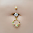 Load image into Gallery viewer, Flower Belly Ring • Floral Circle Dangle • Pastel Flowers • 14 Gauge • Body Jewelry • Floral Belly Ring • Navel Ring • Belly Button Piercing