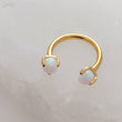 Load image into Gallery viewer, Luminous Opal Septum Ring • Horseshoe Ring • Daith • Lip • Cartilage • Lobe • 16 Gauge • Surgical Steel • Circular Barbell • Body Jewelry