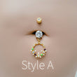 Load image into Gallery viewer, Flower Belly Ring • Floral Circle Dangle • Pastel Flowers • 14 Gauge • Body Jewelry • Floral Belly Ring • Navel Ring • Belly Button Piercing