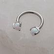 Load image into Gallery viewer, Luminous Opal Septum Ring • Horseshoe Ring • Daith • Lip • Cartilage • Lobe • 16 Gauge • Surgical Steel • Circular Barbell • Body Jewelry